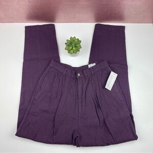 Silverleaf Purple Navy Blue Check Plaid Cotton Pleated Dress Pants New Size 12